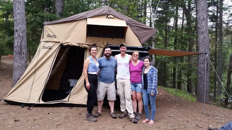 How about this set-up?  A two story tent!