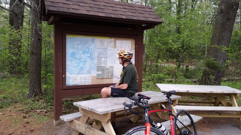 Dave studying the map at Rollins boat launch.