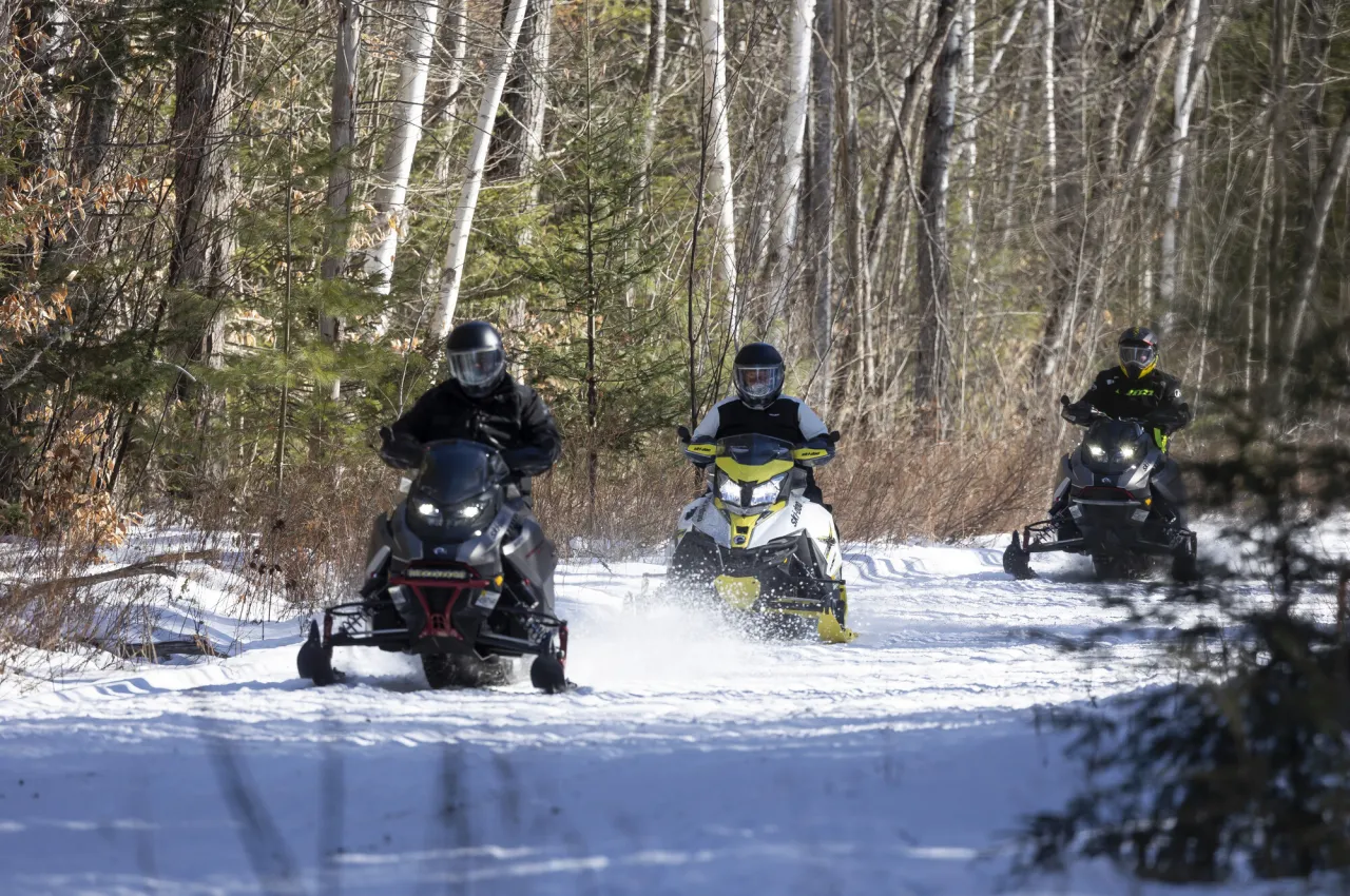 Snowmobiles on the Adirondack Rail Trail