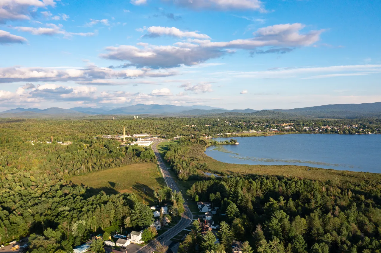 A scenic shot of Raquette Pond.