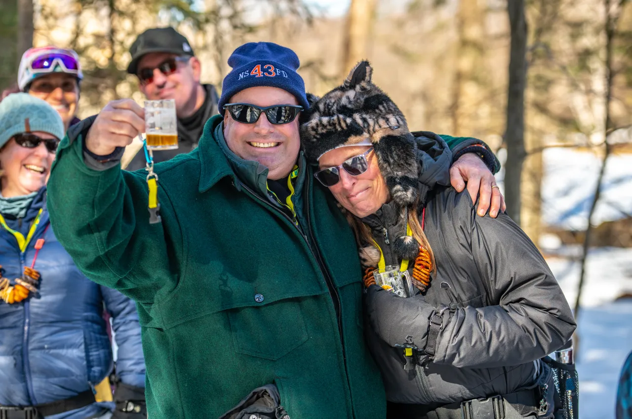 A couple enjoys the BrewSki.