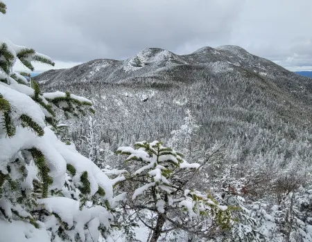 View of high mountains in the winter