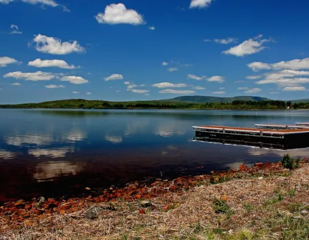 The always scenic Raquette Pond&#44; as seen from the docks.