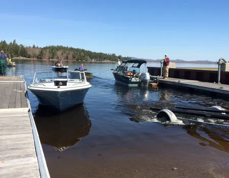 Boats coming and going from a launch