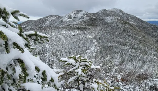 View of high mountains in the winter