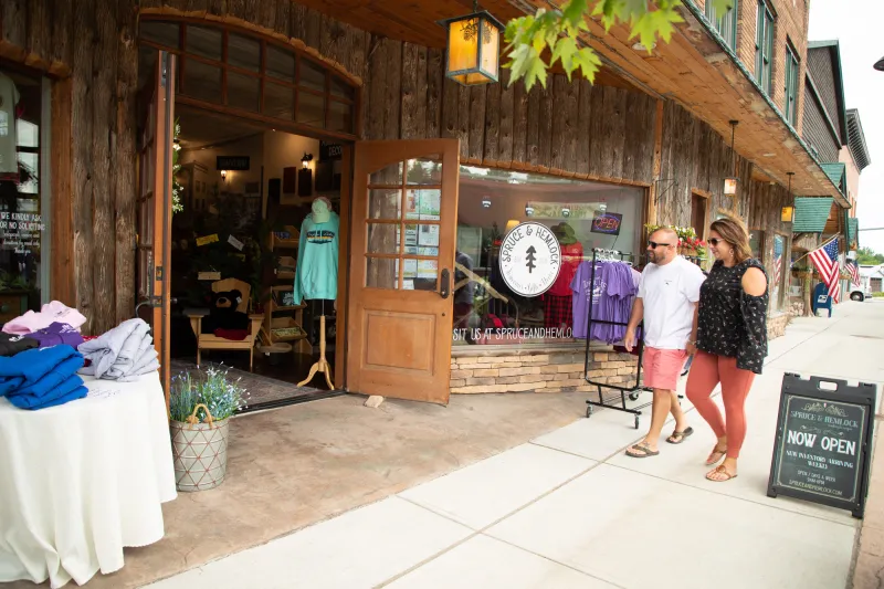 People shopping on a main street