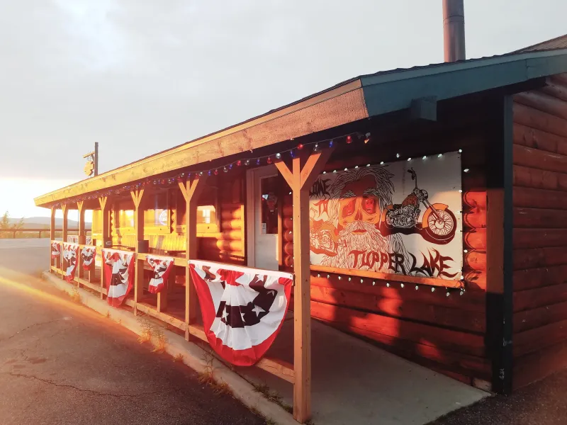 A log cabin dive bar.