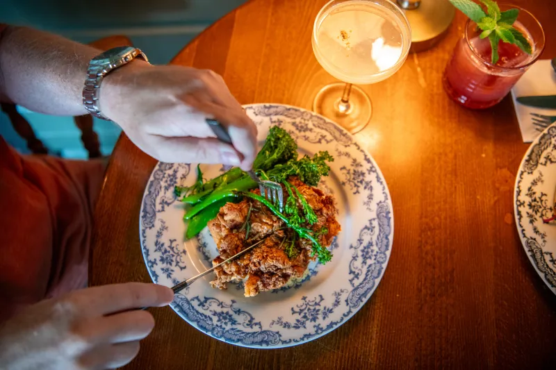 A plate of food at The Woodshed on Park