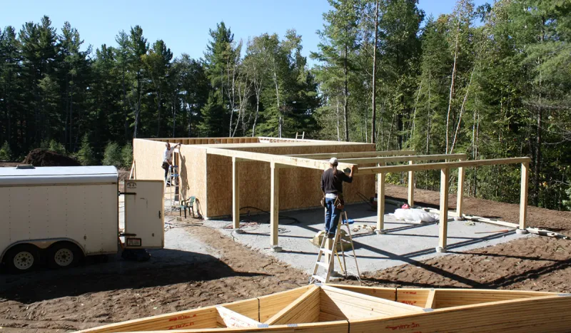 The crew from Backyard Observatories out of Ohio work on building the roll-off-roof facility (APO Photo)