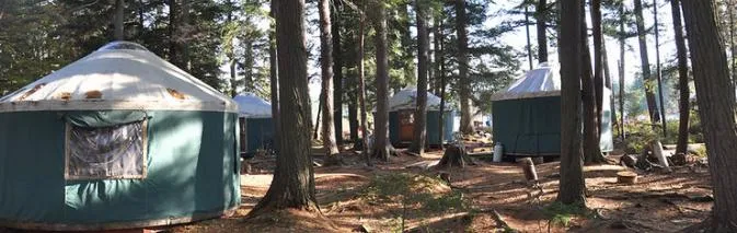 St. Lawrence University's Yurt Village on Massawepie Lake