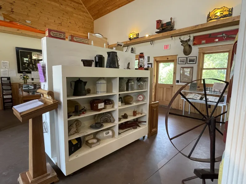 An interior view of items on display at the local history museum.