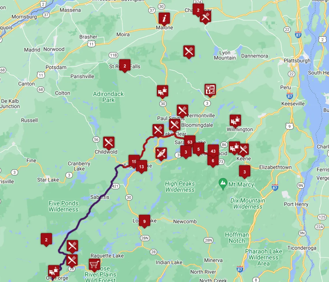 map of the adirondack rail trail.