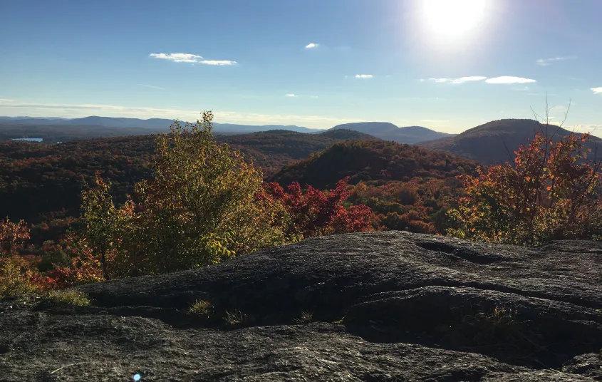 The rocky summit of Floodwood Mountain has open views like this.