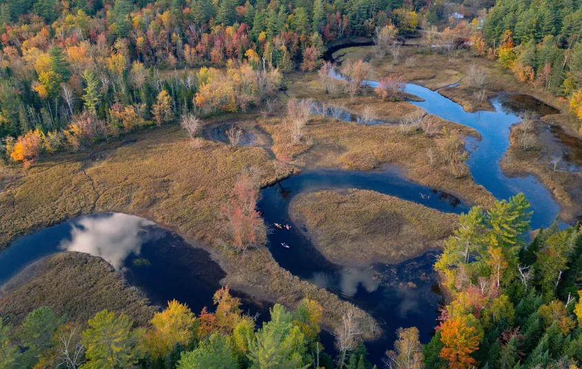 Paddlers on the winding Stony Creek