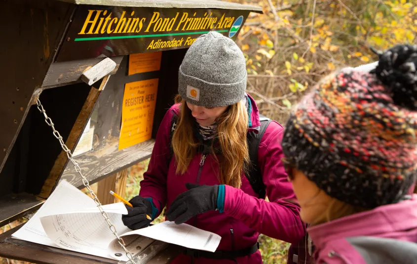 Always sign in and sign out at the Adirondack trailhead.