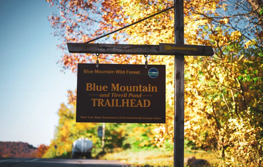 A sign for Blue Mountain