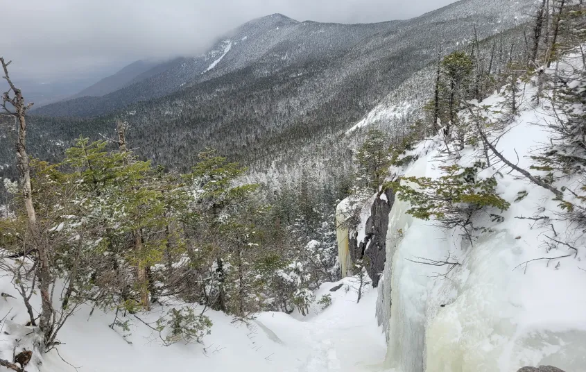 View of an icy spot during a winter hike