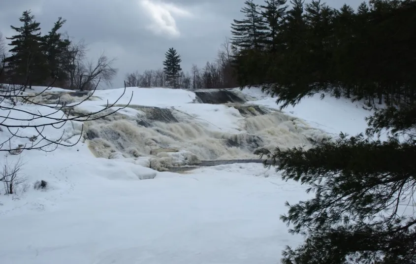 A waterfall partially frozen