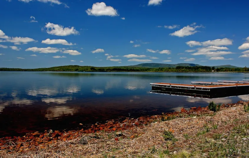 The always scenic Raquette Pond&#44; as seen from the docks.