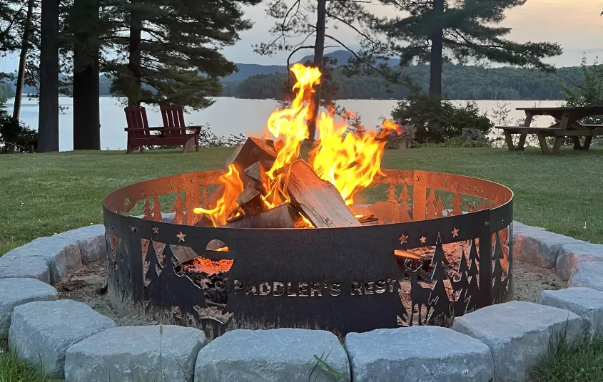 Custom fire ring at dusk