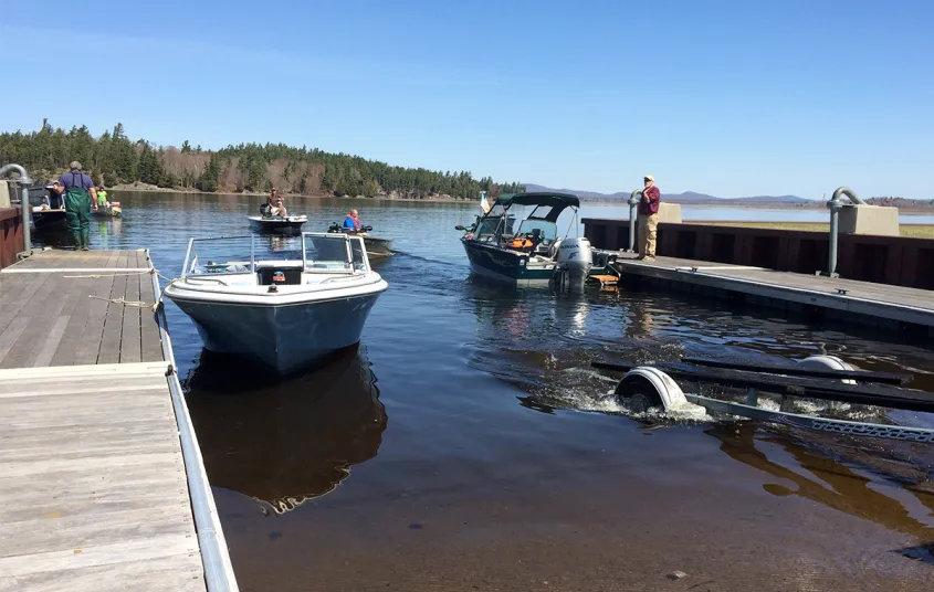 Boats coming and going from a launch