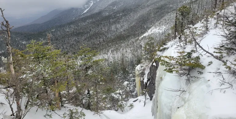 View of an icy spot during a winter hike