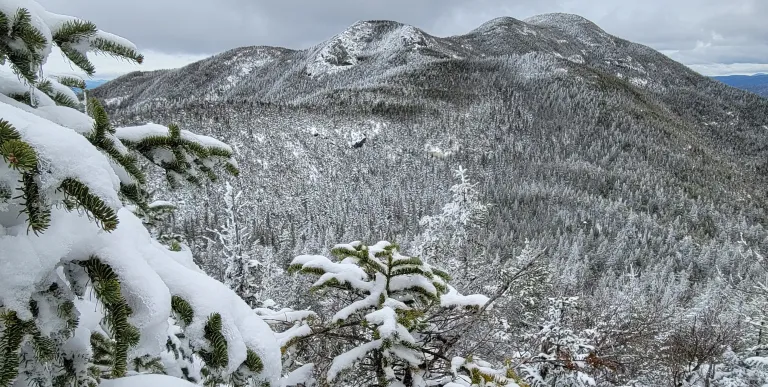 View of high mountains in the winter