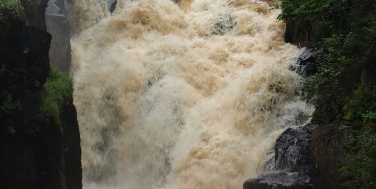 A raging narrow section of water
