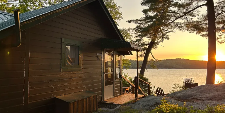 Sunset view from the cabin overlooking the lake