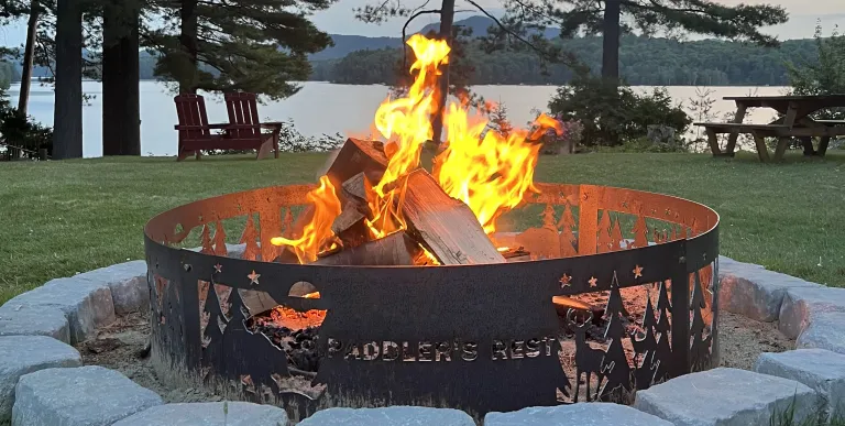 Custom fire ring at dusk